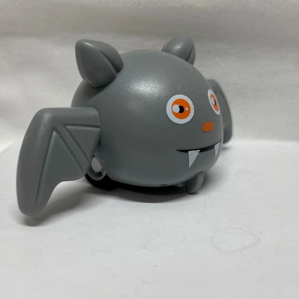Pull Back Car Toy Halloween Vampire Bat Mini Figure Gray 2 Rubber Wheels Loose